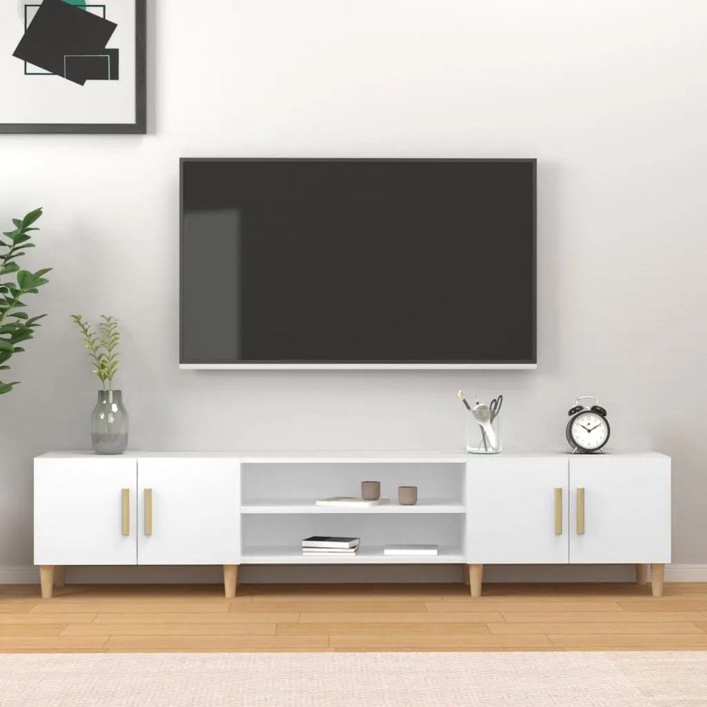 816256 vidaXL ТВ шкаф, бял, 180x31,5x40 см, инженерно дърво