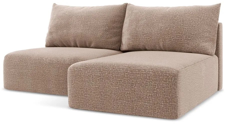 Светлокафяв разтегателен ъглов диван с място за съхранение (десен ъгъл) Kalena – Makamii