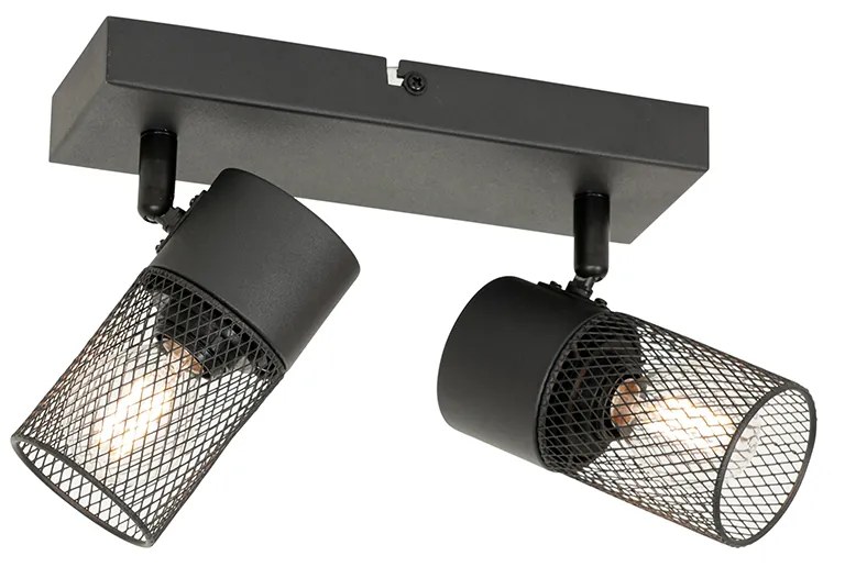 Индустриален прожектор черен 2-светлина регулируем - Jim