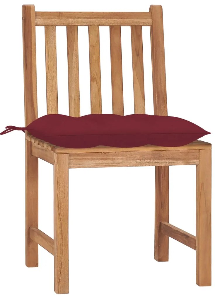 3062940 vidaXL Градински столове, 2 бр, с възглавници, тиково дърво масив