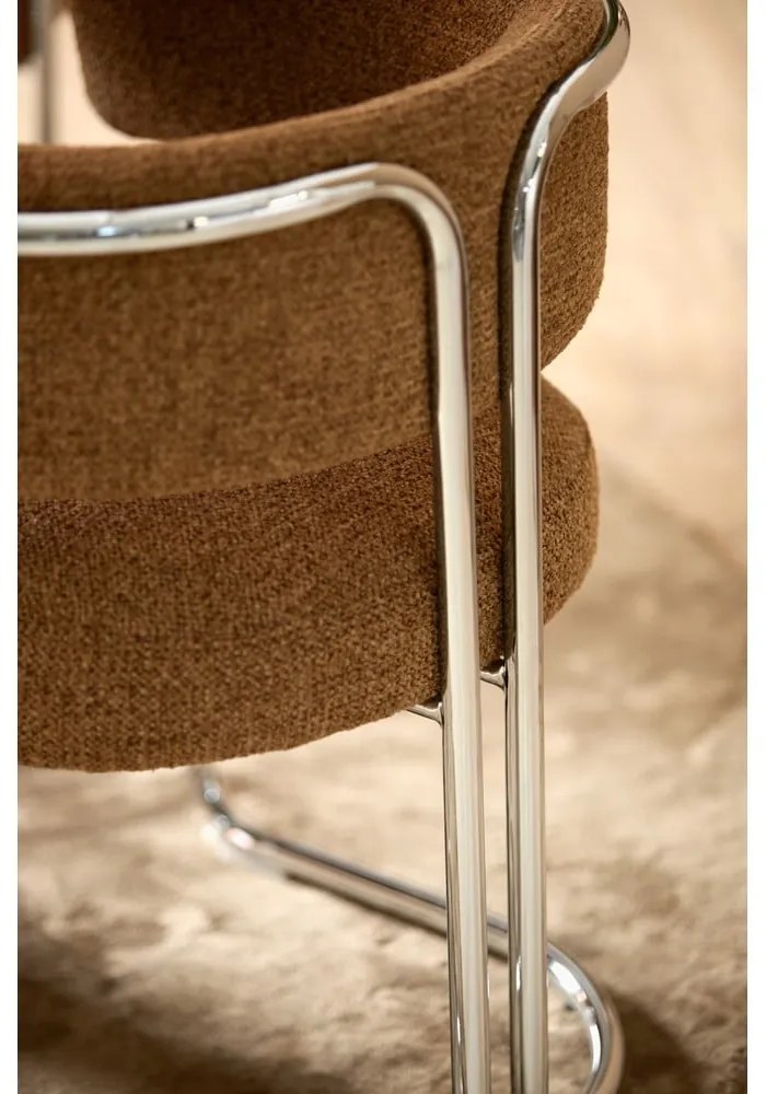 Кафяв метален трапезен стол с подлакътници Adante – Light &amp; Living