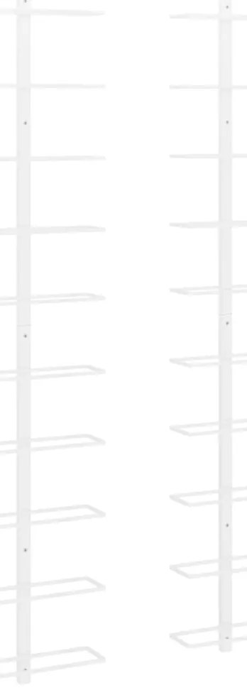 340906 vidaXL Стойки за вино за 10 бутилки стенен монтаж 2 бр бели метални