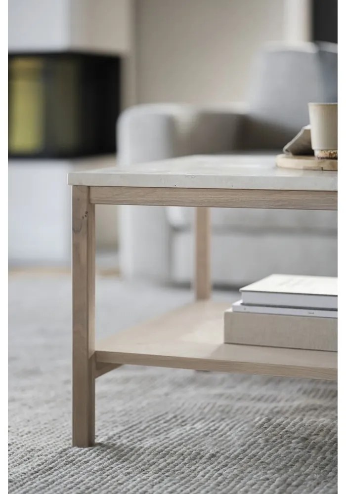 Бяла масичка за кафе с каменен плот 140x60 cm Orwel - Rowico