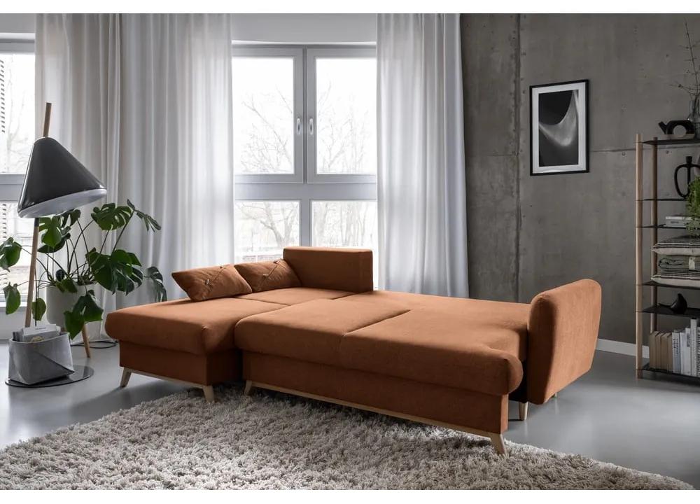Оранжев ъглов разтегателен диван, ляв ъгъл Scandic Lagom - Miuform
