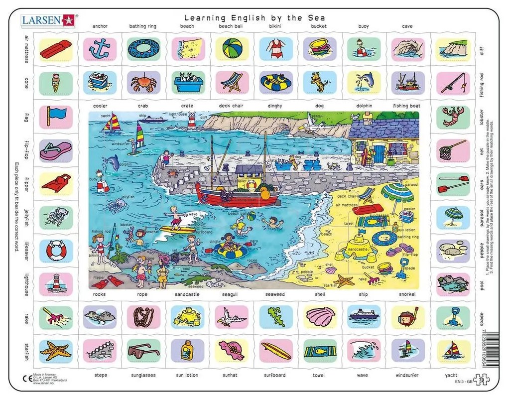 Larsen - Пъзел: Образователен – "Научи английски 3" – 70 части, голям
