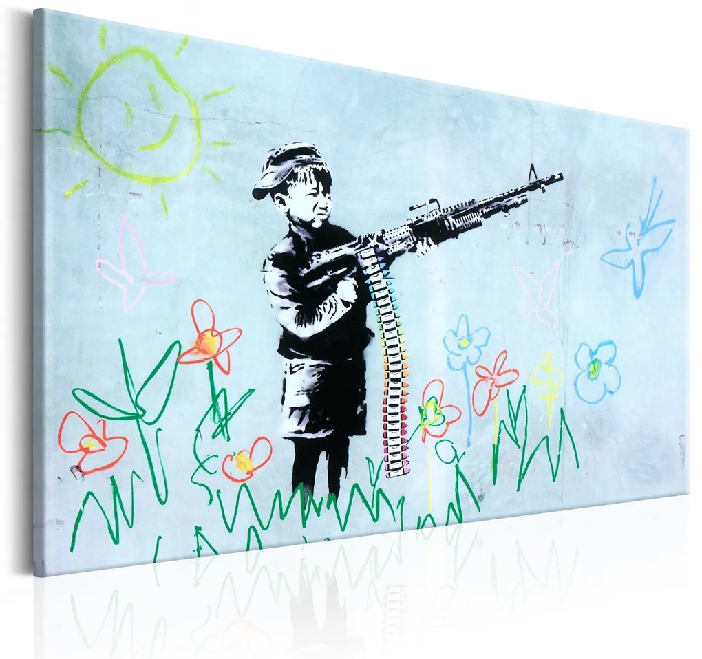 Печат върху платно - Момче с пистолет от Banksy 120x80