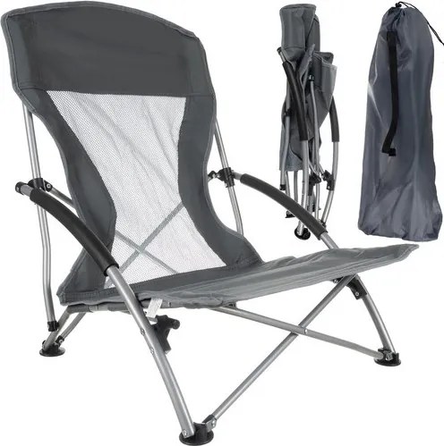 Туристически сгъваем стол с капацитет 100 кг - сив