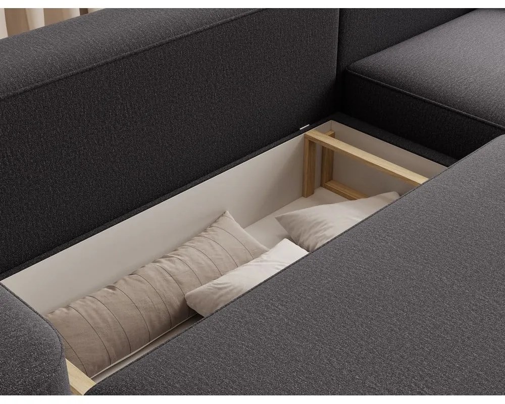 Тъмносив шенилов сгъваем/с място за съхранение ъглов диван (десен ъгъл) Aurumm – ELTAP