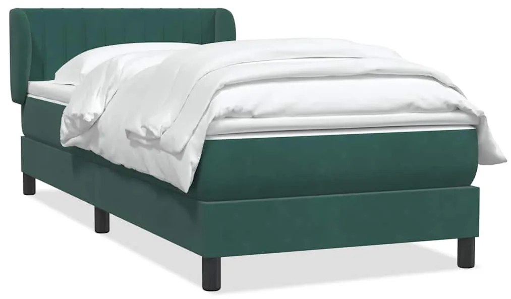 3317676 vidaXL Box Spring легло с матрак Тъмнозелено 80x210 cm Кадифе