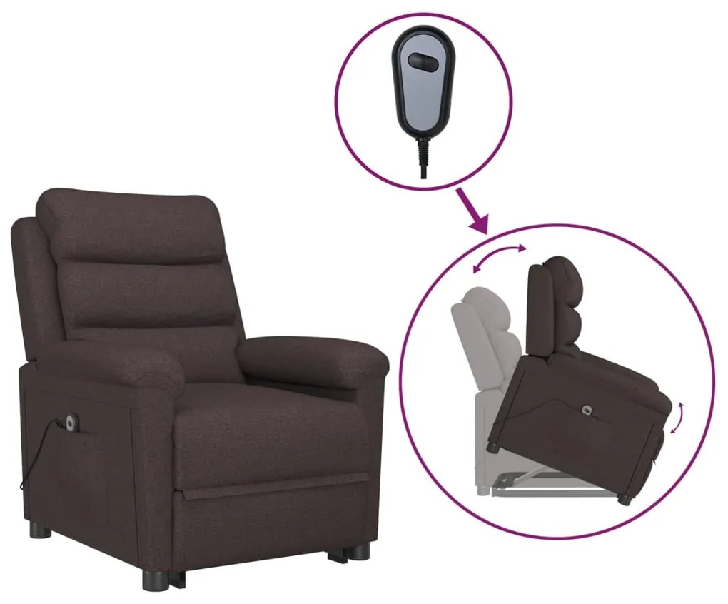 3098262 vidaXL Изправящ стол, тъмнокафяв, текстил