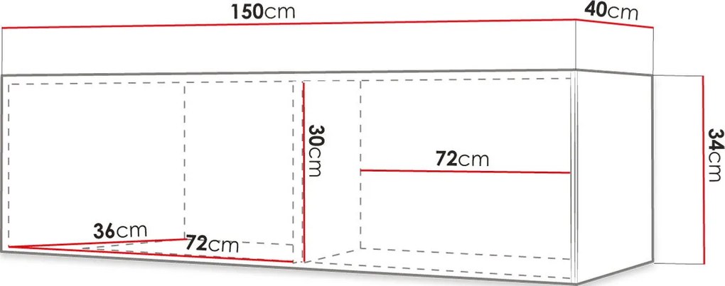 Висяща хоризонтална колона Waldi Riflo Slim-Mauro-Length: 150 cm