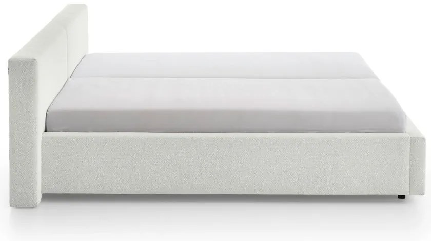 Бяло тапицирано двойно легло с място за съхранение с включена подматрачна рамка 160x200 cm Cube – Meise Möbel