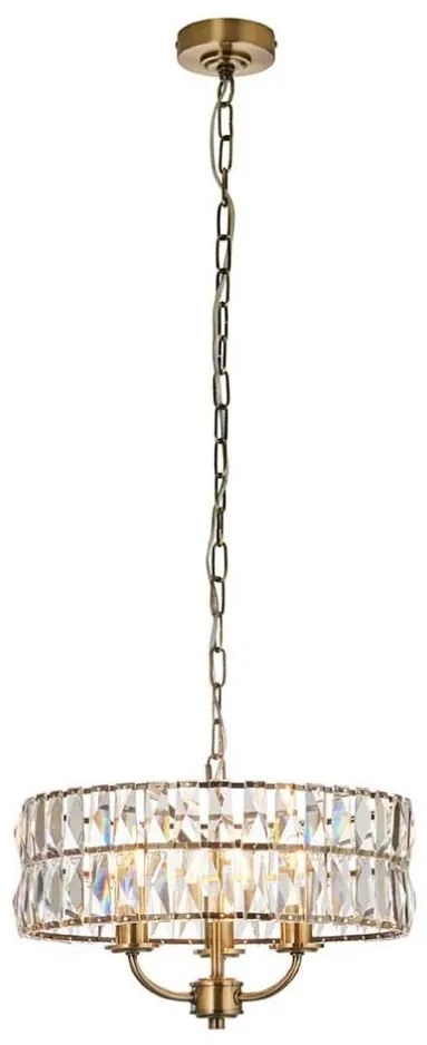 Endon 106243 - Полилей на верига CLIFTON 3xE14/6W/230V Ø 38,5 cm месинг/прозрачно стъкло