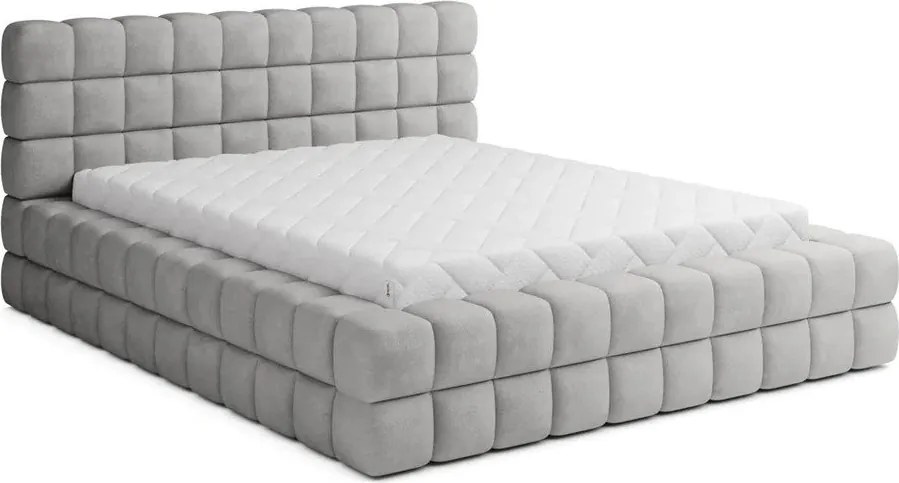 Сиво тапицирано двойно легло с място за съхранение и включена подматрачна рамка 140x200 cm Dizzle – ELTAP