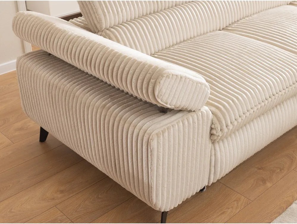 Бежов ъглов диван от рипсено кадифе (десен ъгъл L форма) Marbeya – Ropez