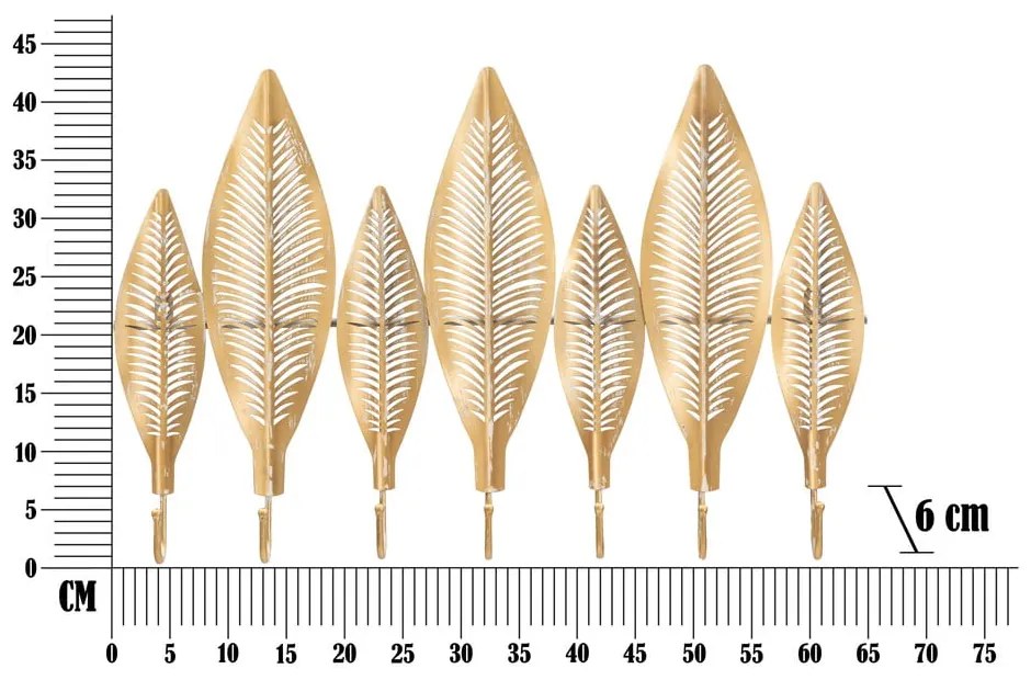 Метална стенна закачалка златна Long Leaf – Mauro Ferretti