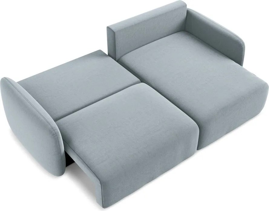 Син кадифен сгъваем/с място за съхранение ъглов диван (десен ъгъл) Kalena – Makamii