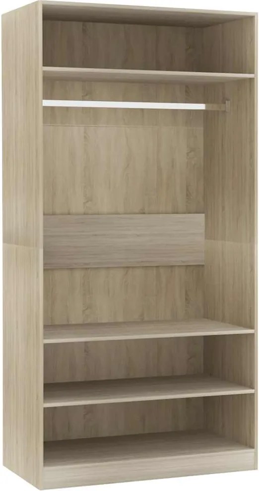 800228 vidaXL Гардероб, дъб сонома, 100x50x200 см, инженерно дърво