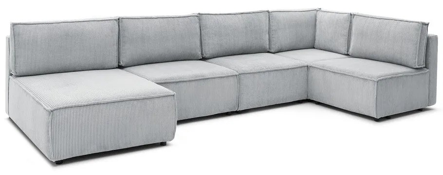 Светлосив велурен променлив U-образен ъглов диван Nihad modular - Bobochic Paris