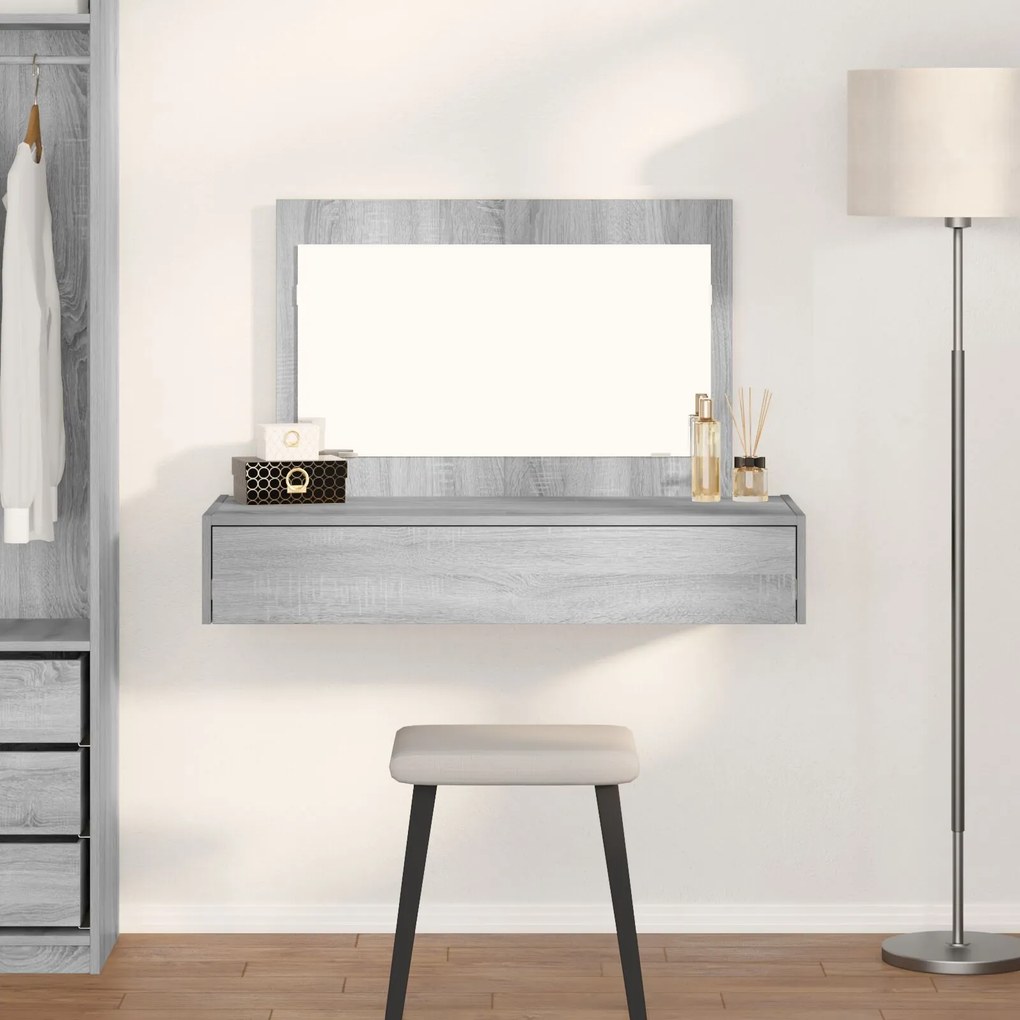 Sonata H Стенно тоалетно бюро сиво 100x40x70 см