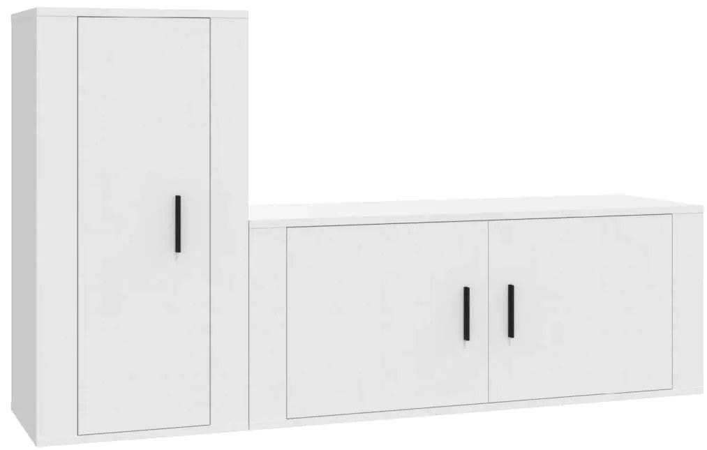 3188486 vidaXL Комплект ТВ шкафове от 2 части, бели, инженерно дърво