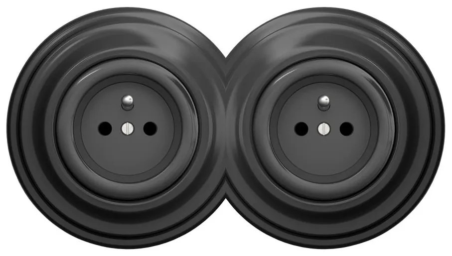 Kliklap - Двойна ретро розетка с рамка 230V антрацит