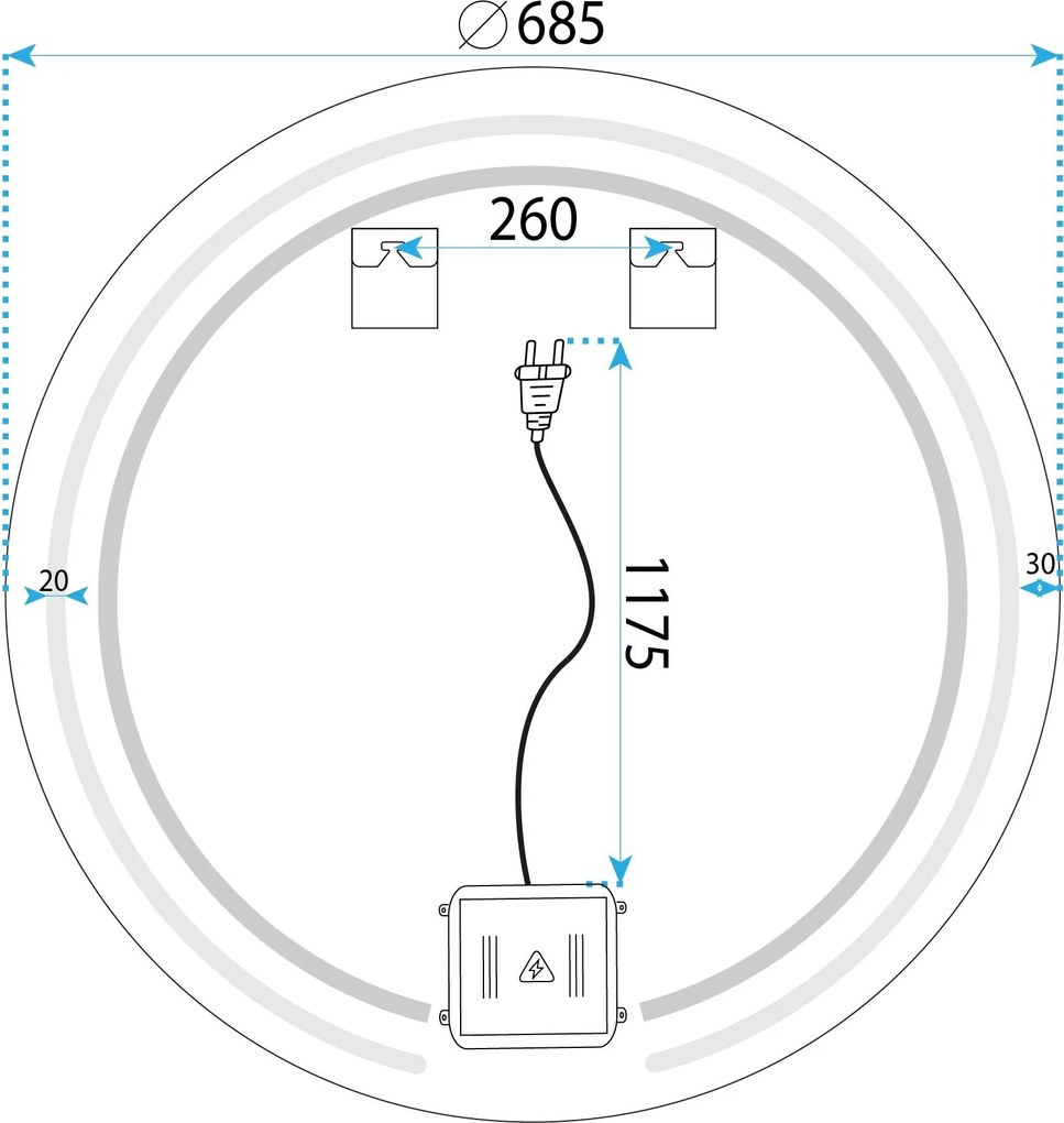 Огледало LED 70cm Modern