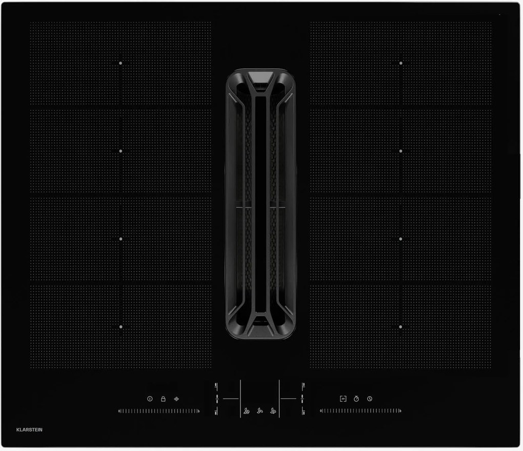 Klarstein AirJet FlexPro Down Air System, индукционен плот + абсорбатор, Гъвкава зона, Бустер