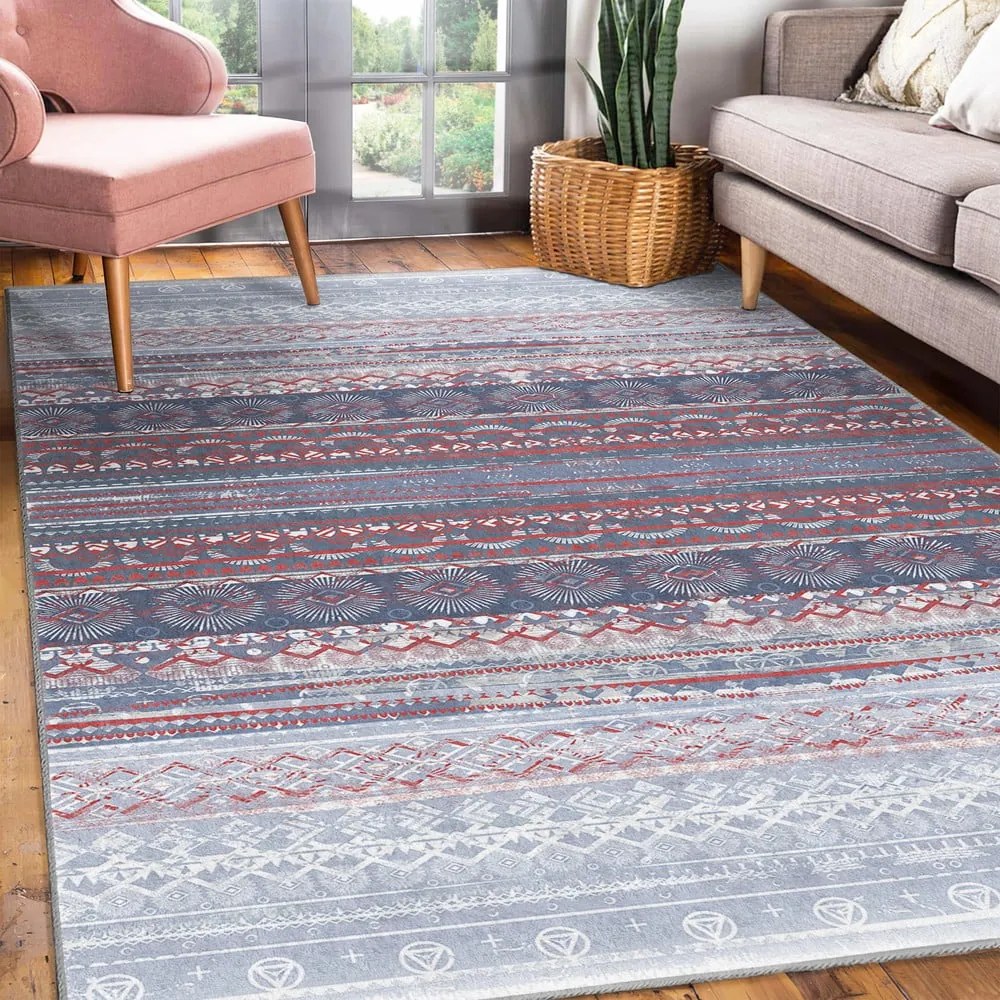 Лилаво-сив килим подходящ за пране 80x150 cm Vintage Stripe – Mila Home