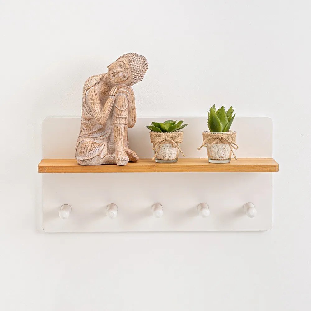 Бяла стенна закачалка с рафт – Casa Selección