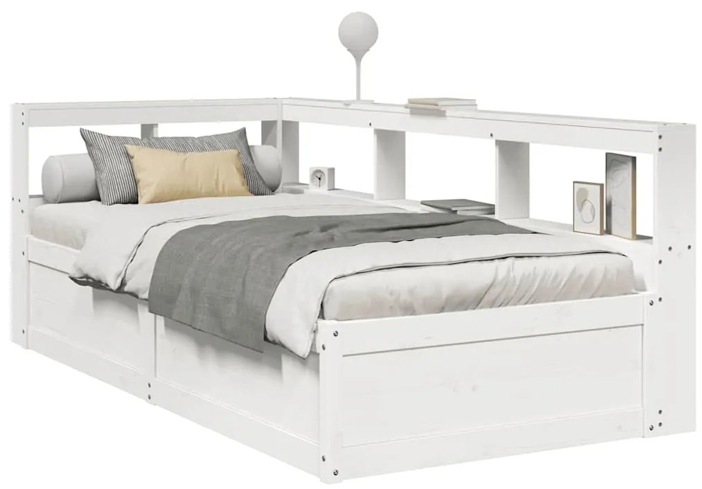 3324467 vidaXL Легло с етажерка за книги, без матрак, 100x200 см, бор масив