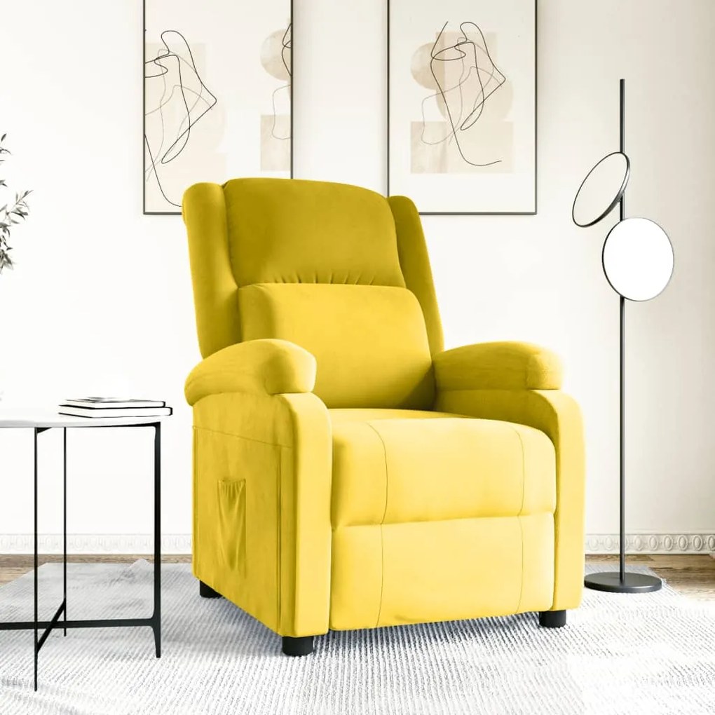 342406 vidaXL Реклайнер стол, жълт, кадифе
