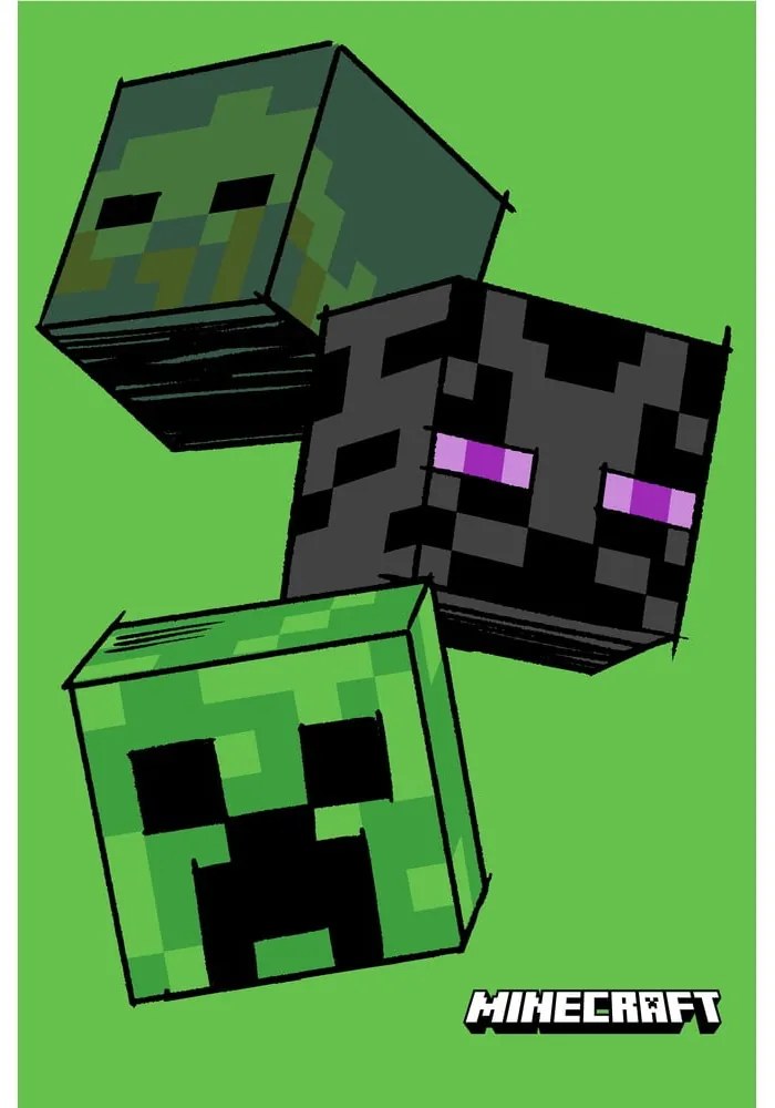 Зелено детско одеяло от флийс 100x150 cm Minecraft "The Mobs" – Jerry Fabrics
