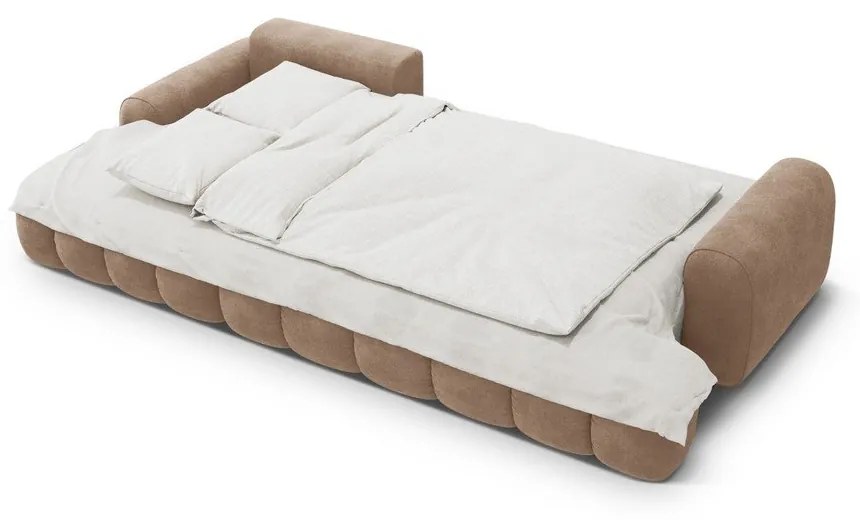 Светлокафяв кадифен сгъваем/с място за съхранение ъглов диван (ляв ъгъл) Linz – Cosmopolitan Design