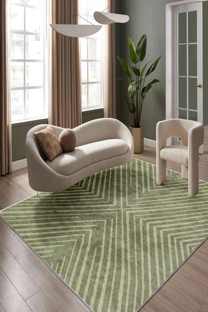 Килим Sftkece023, цвят Зелен, 80 x 300 см