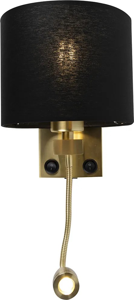 Интелигентна стенна лампа златиста с USB и черен абажур с WiFi A60 - Brescia