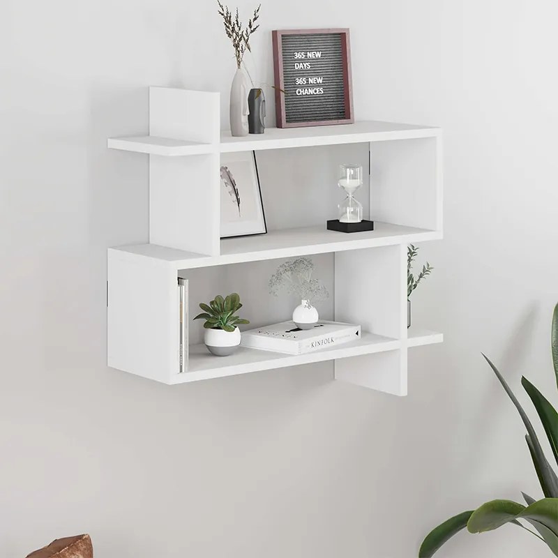 Paralel меламинов стенен рафт в бял цвят 70x22x65см.