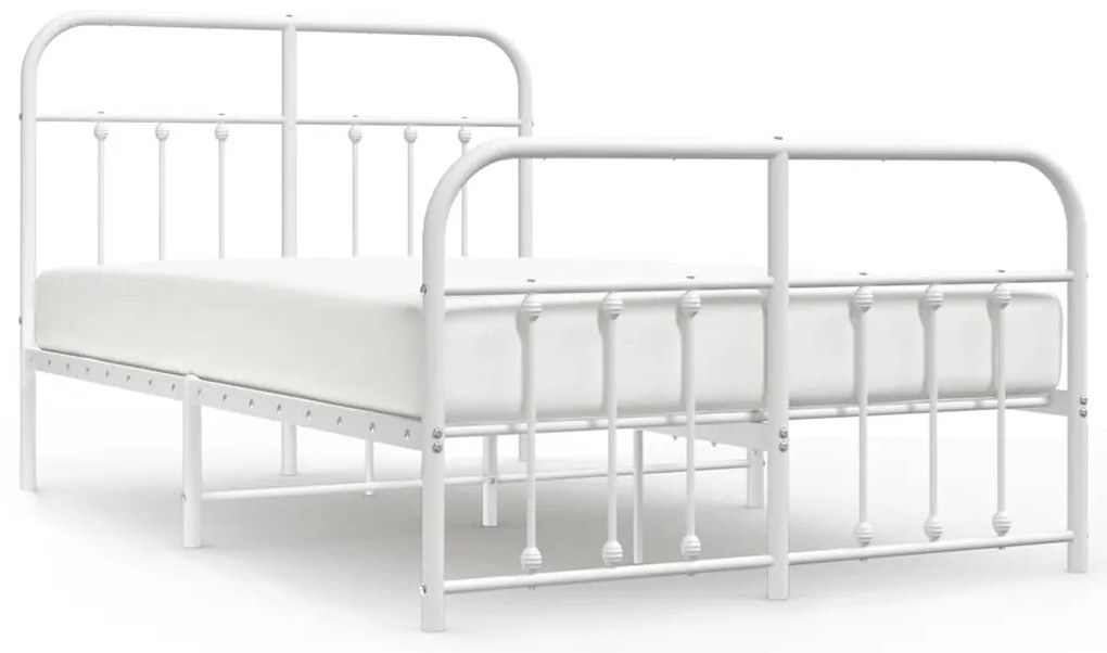 352643 vidaXL Метална рамка за легло с горна и долна табла, бяла, 120x200 см