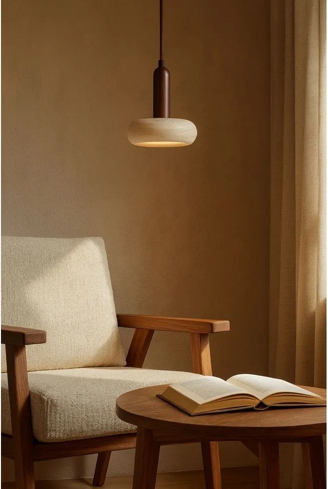 Кафяво/бежово LED висящо осветително тяло с каменен абажур ø 15 cm Karo – Opviq lights
