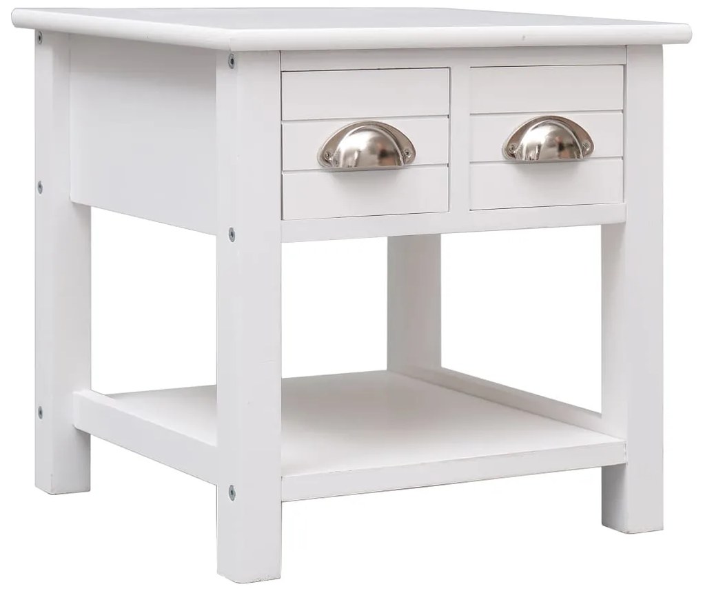 284068 vidaXL Странична маса, бяла, 40x40x40 см, дърво от пауловния