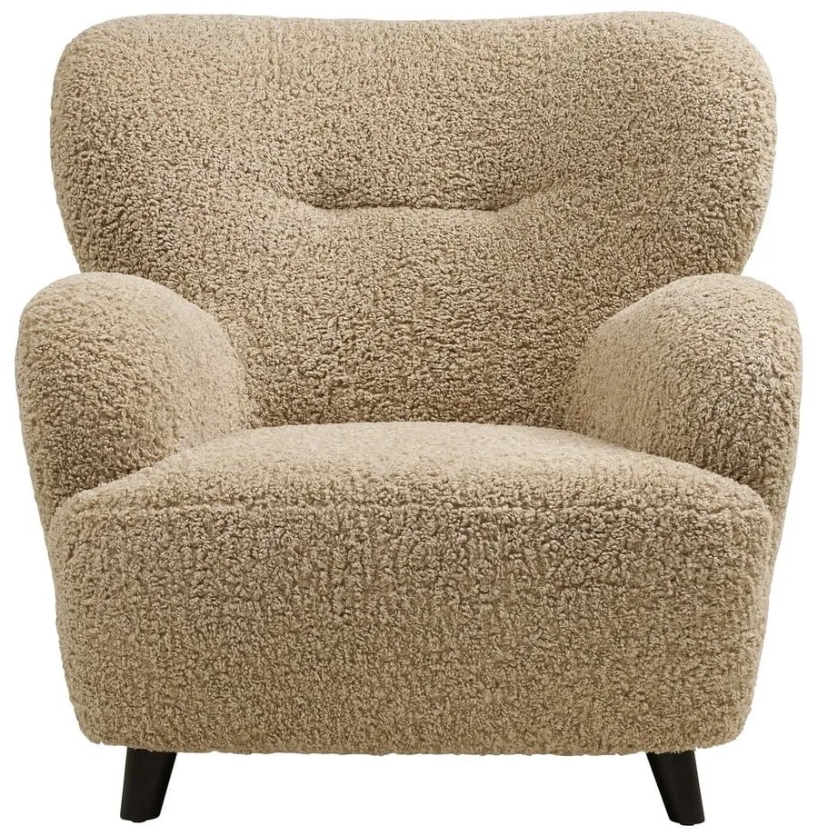 Светлокафяво кресло от прежда с примки от букле Lunaro – House Nordic