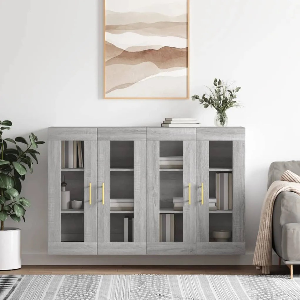 Sonata H Стенни шкафове, 2 бр, сив сонома, инженерно дърво