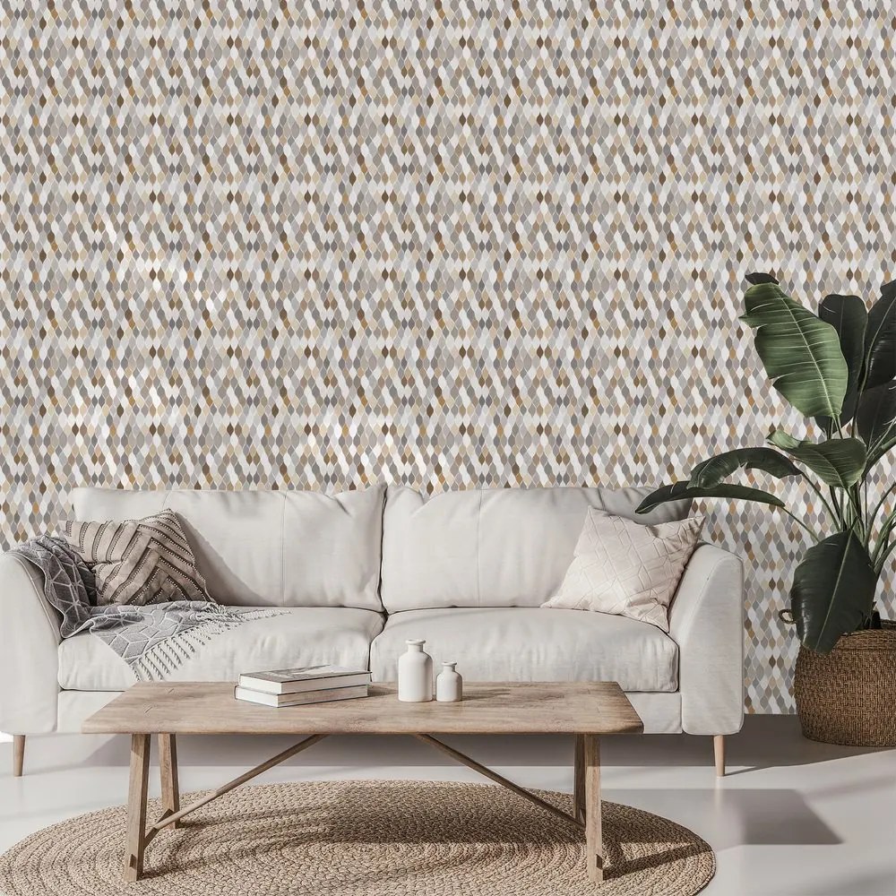 Тапет – Кафяво-бежова геометрия на сиво