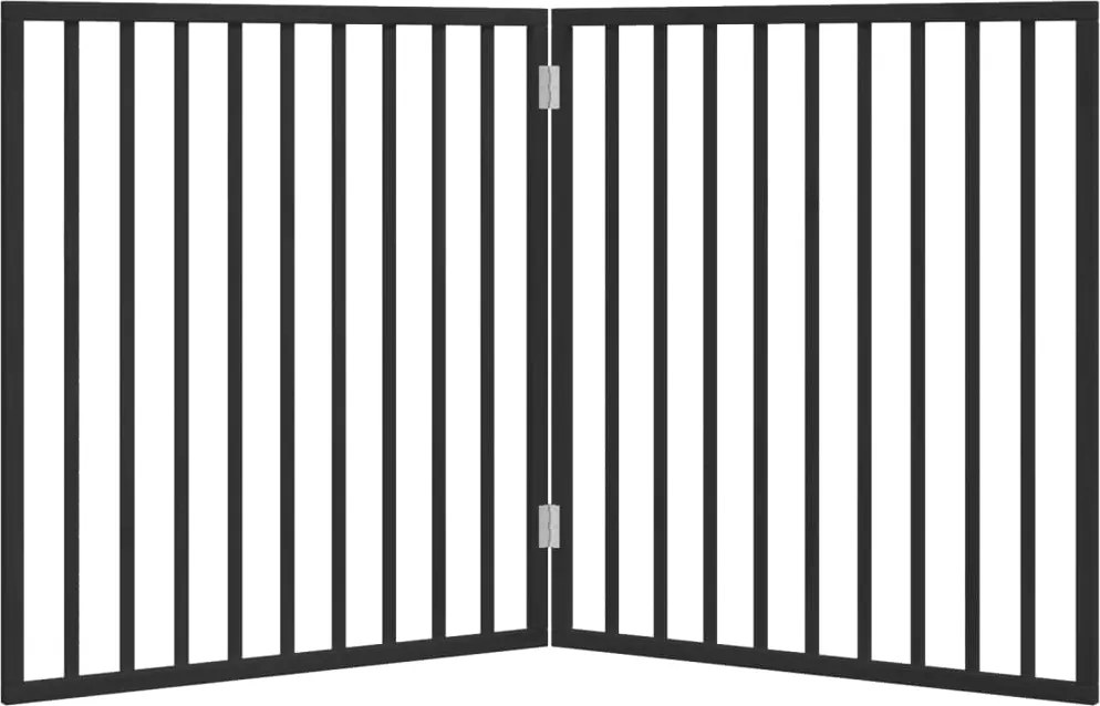 Сгъваема преграда за кучета 2 панела черна 160 см топола