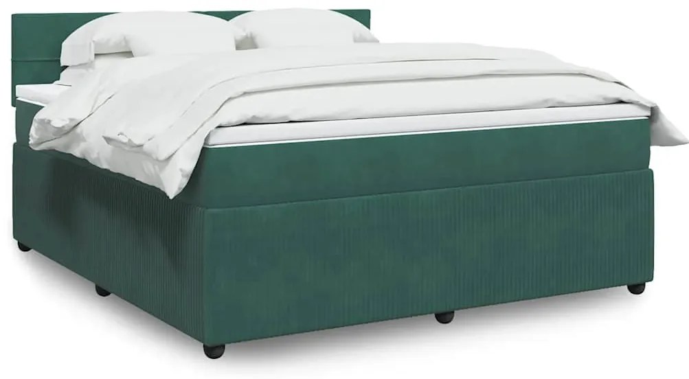 3290109 vidaXL Боксспринг легло с матрак, тъмнозелено, 180x200 см, кадифе