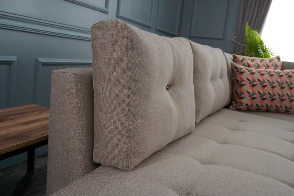 Бежов ъглов разтегателен диван (десен ъгъл) Manama - Balcab Home