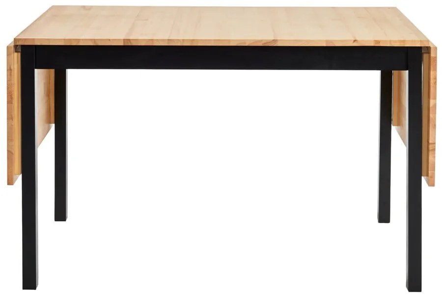 Сгъваема маса за хранене от бор с черна конструкция , 120 (200) x 70 cm Brisbane - Bonami Essentials