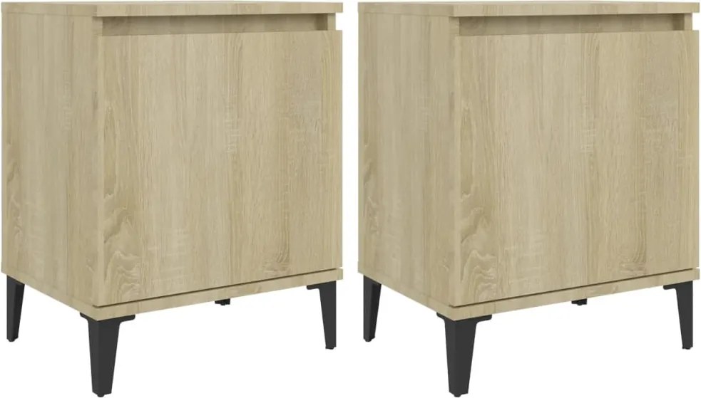 805840 vidaXL Нощни шкафчета с метални крака, сонома дъб, 40x30х50 см