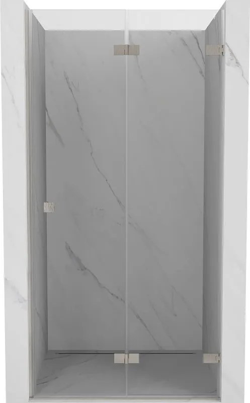 Mexen Lunar-F сгъваеми душ врати десни 80 см, прозрачни, четкан никел - 836-080-000-97-00-P