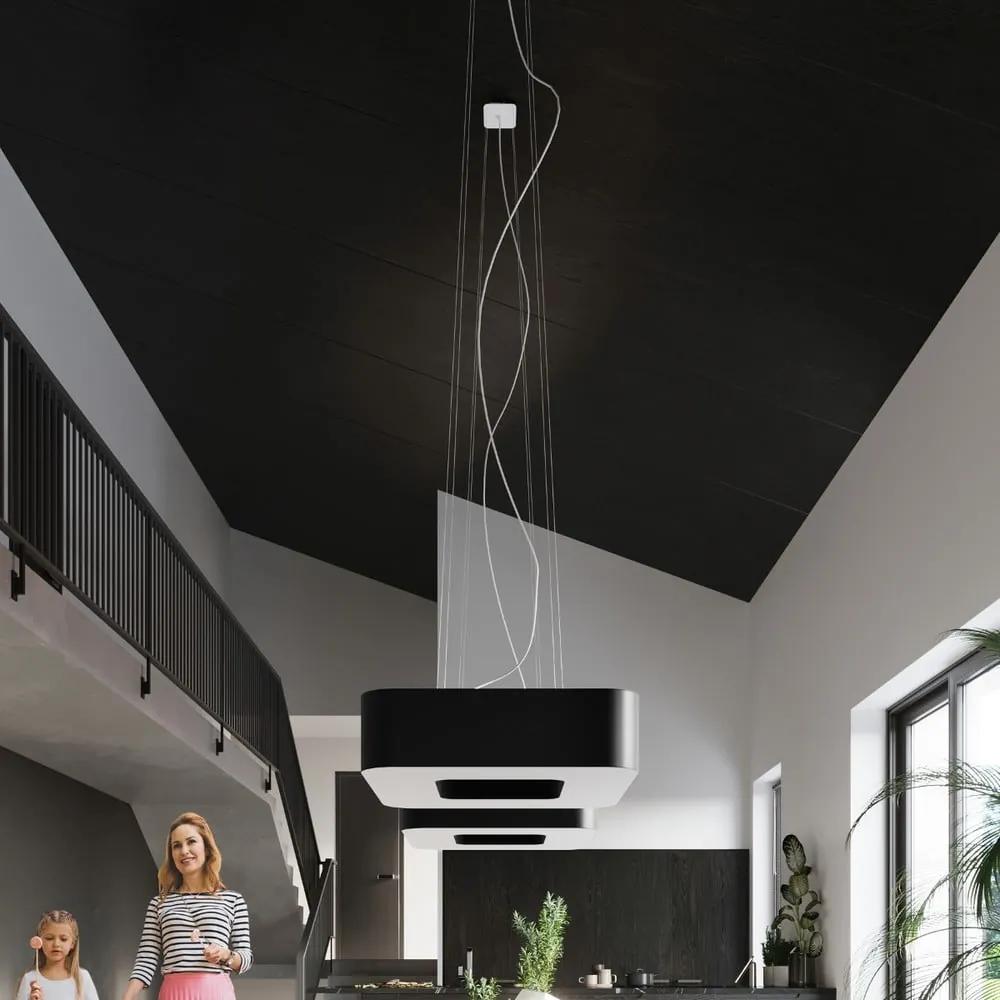 Черно висящо осветително тяло с текстилен абажур Piano – Nice Lamps